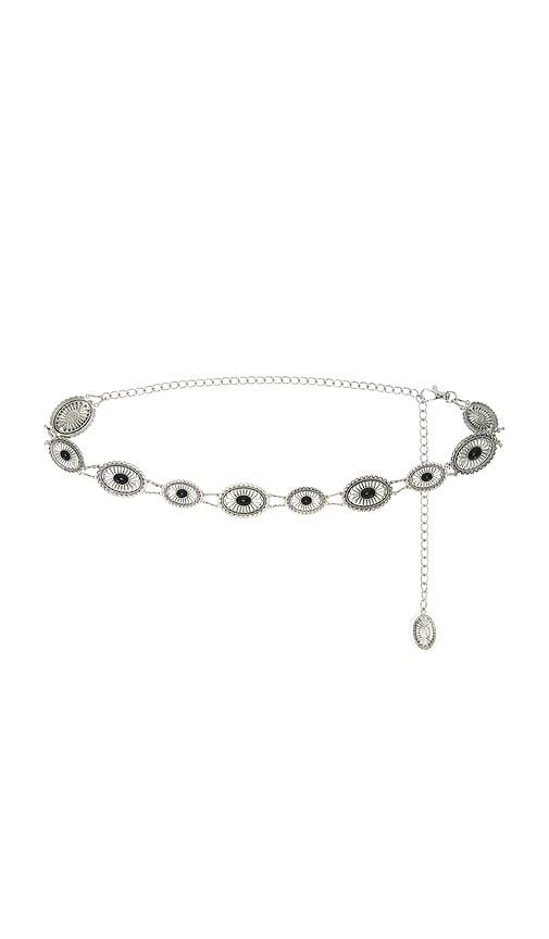 lovers and friends lovers + friends sofia belt in metallic silver.