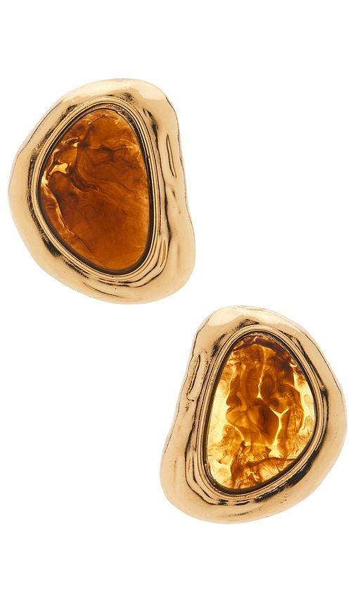 lovers and friends marie earrings in metallic gold,cognac.