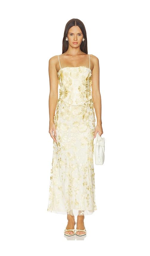 lovers and friends marlee midi dress in yellow. - size m (also in s, xl, xs, xxs)