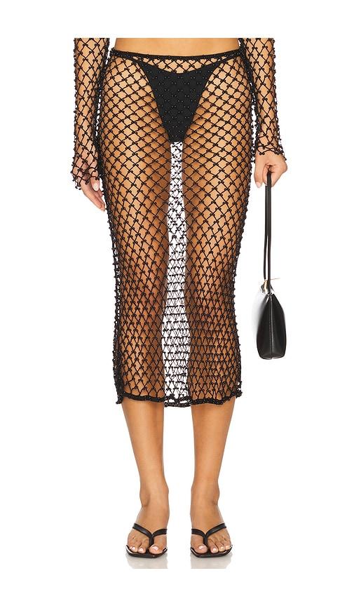 lovers and friends marnnie beaded crochet skirt in black. - size m (also in xs, s)