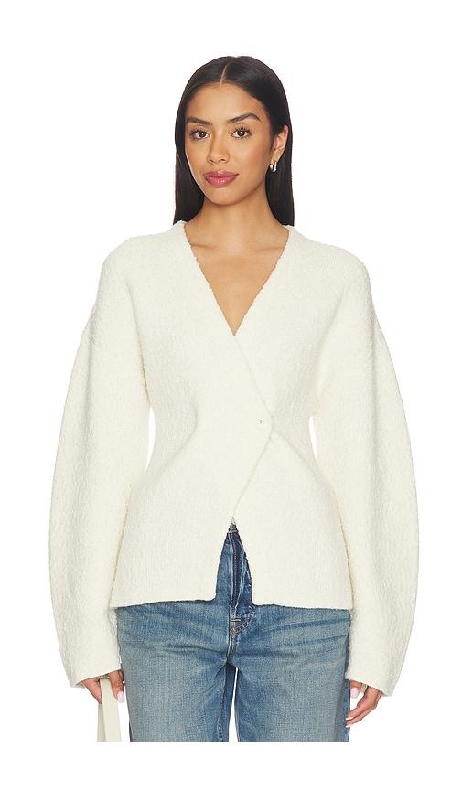 lovers and friends martine textured wrap knit jacket in cream. - size m (also in s)