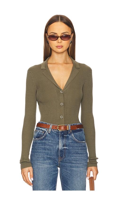 lovers and friends meriah polo cardigan in olive. - size l (also in xs)