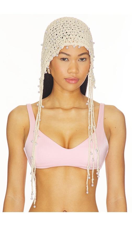 lovers and friends mira crochet hat in cream.