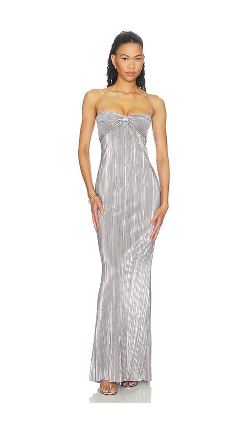 lovers and friends mya gown in metallic silver. - size m (also in xxs)