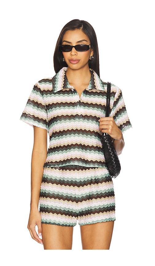 lovers and friends nettie top in cream,brown. - size l (also in xxs, xs, s, m)