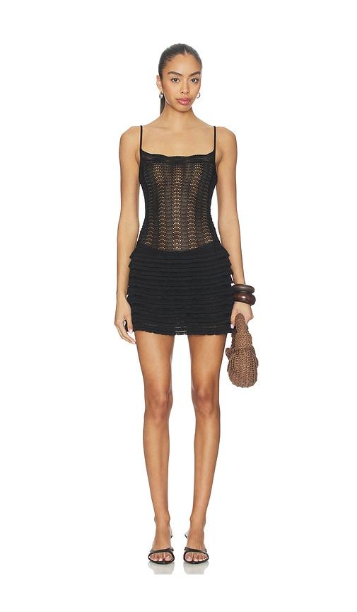 lovers and friends oliviyah wavy knit mini dress in black. - size l (also in m, s, xl, xs, xxs)