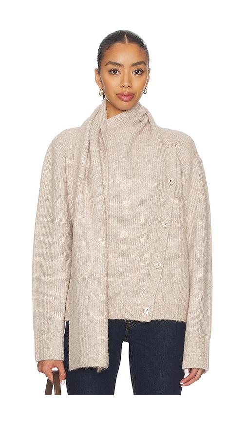 lovers and friends oren scarf neck cardigan in beige. - size m (also in xs, xxs, s)