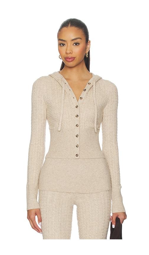 lovers and friends paulina button up hoodie in beige. - size l (also in m, s, xl)