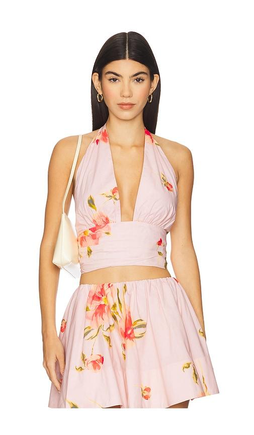 lovers and friends petal top in blush. - size l (also in m)