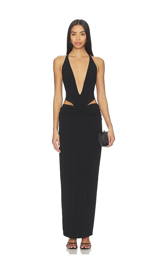 lovers and friends poppy gown in black. - size l (also in s, m, xl)