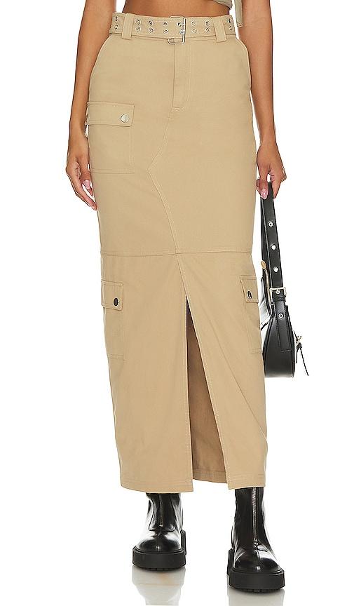 lovers and friends remy maxi skirt in taupe. - size s (also in xs)