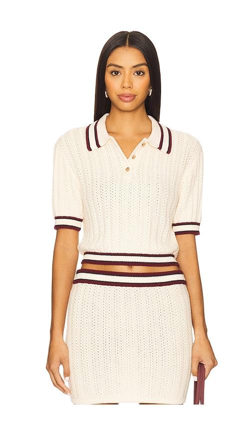 lovers and friends remy pointelle polo top in cream. - size xs (also in xxs)
