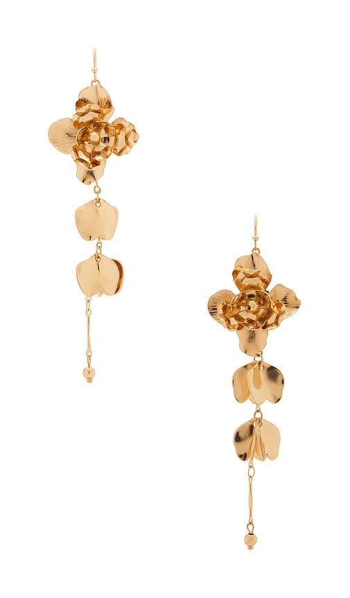 lovers and friends rhea earrings in metallic gold.