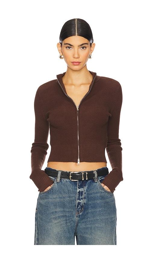 lovers and friends roxana zip sweater in brown. - size l (also in xs, s, m, xxs)