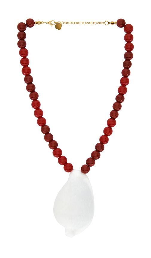 lovers and friends sage shell necklace in red.