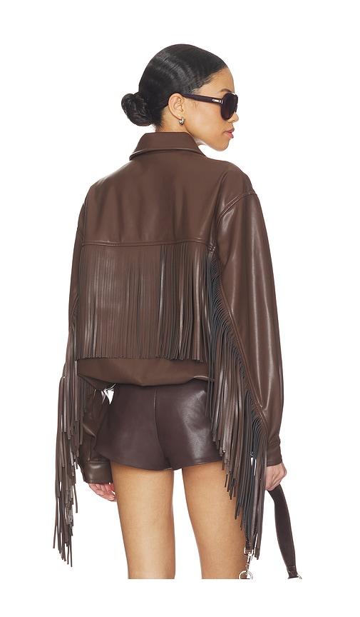 lovers and friends sanna faux leather jacket in chocolate. - size m (also in xxs, xs, s)