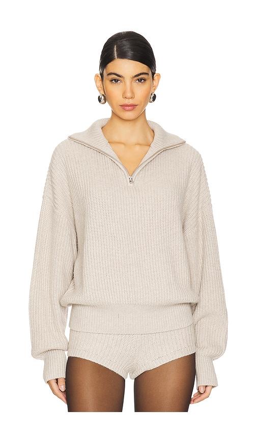lovers and friends shivani zip sweater in beige. - size l (also in s, xs, m)