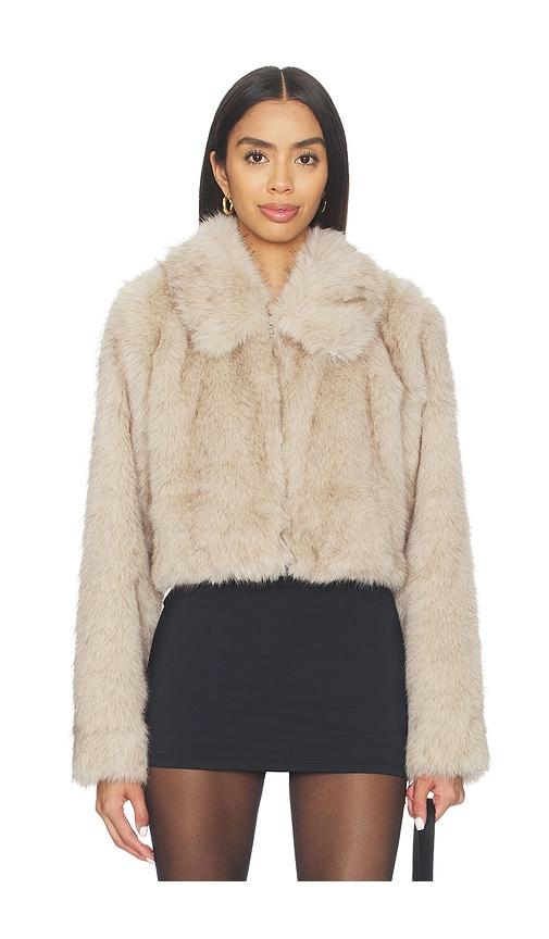 lovers and friends silas faux fur coat in tan. - size l (also in xl)
