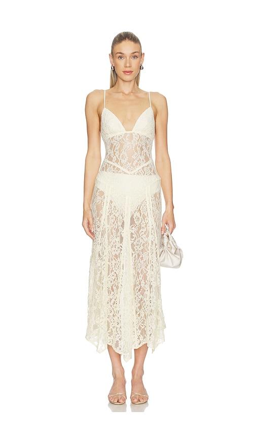 lovers and friends skye midi dress in ivory. - size l (also in xl)
