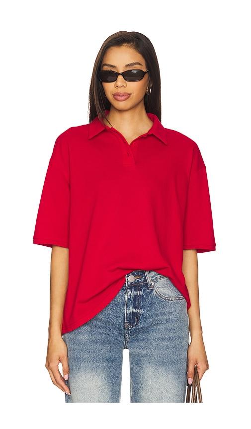 lovers and friends tara polo top in red. - size s (also in xs)