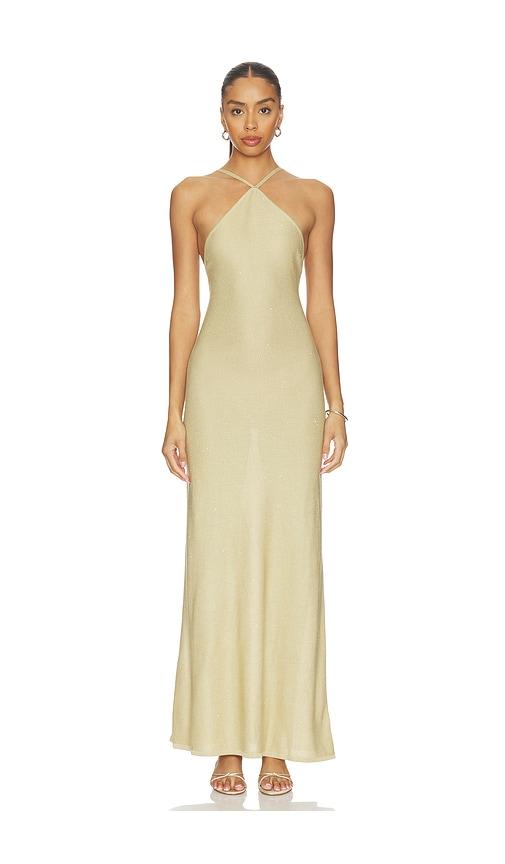 lovers and friends tatyana halter sequin maxi dress in beige. - size l (also in m, s, xl, xxs)