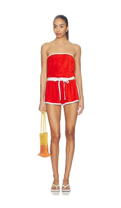 lovers and friends tessa romper in red,white. - size l (also in xs, xxs, s, m, xl)