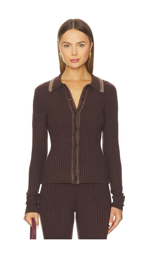 lovers and friends tila rib cardigan in chocolate. - size s (also in xs)