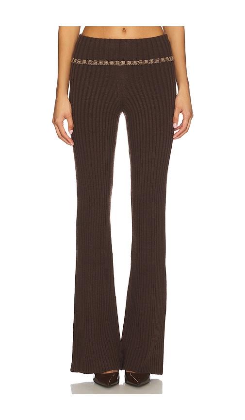 lovers and friends tila rib pant in chocolate. - size s (also in xs)