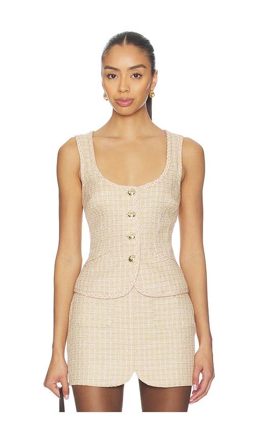 lovers and friends vanessa tweed top in neutral. - size l (also in xs, s, m, xl)