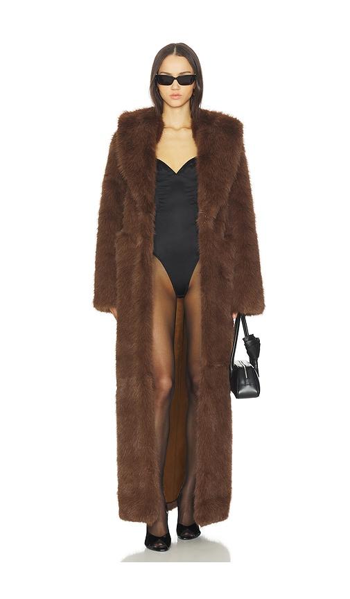 lovers and friends vincent faux fur coat in brown. - size s (also in xs)