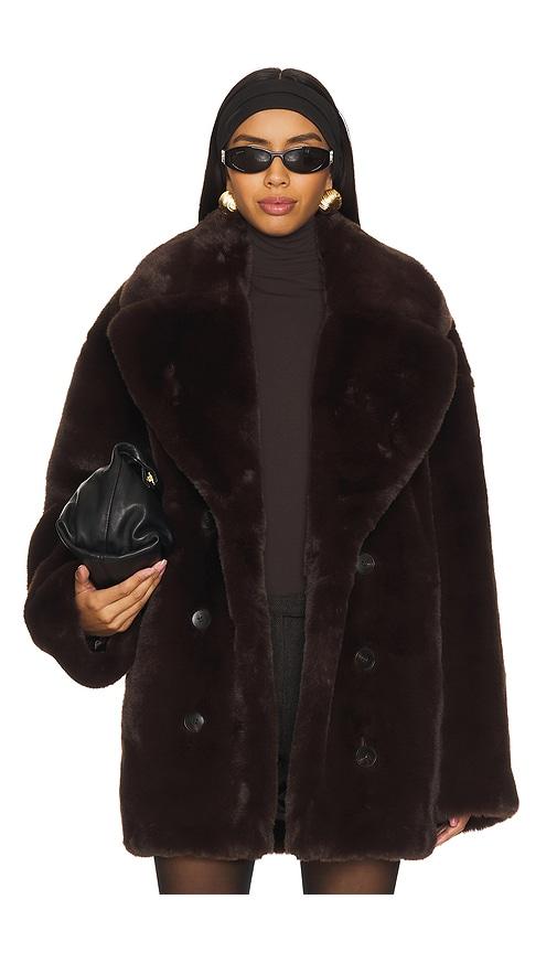 lovers and friends wainscott faux fur jacket in brown. - size s (also in xs)