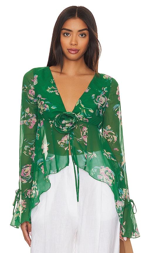 lovers and friends x rachel kiernan top in green. - size s (also in xs)