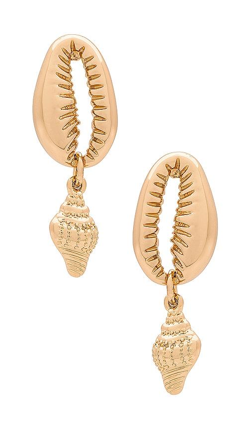 lovers and friends ziggy earrings in metallic gold.