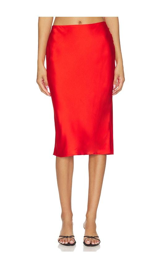 lovers and friends zoe midi skirt in red. - size s (also in xs, xxs)