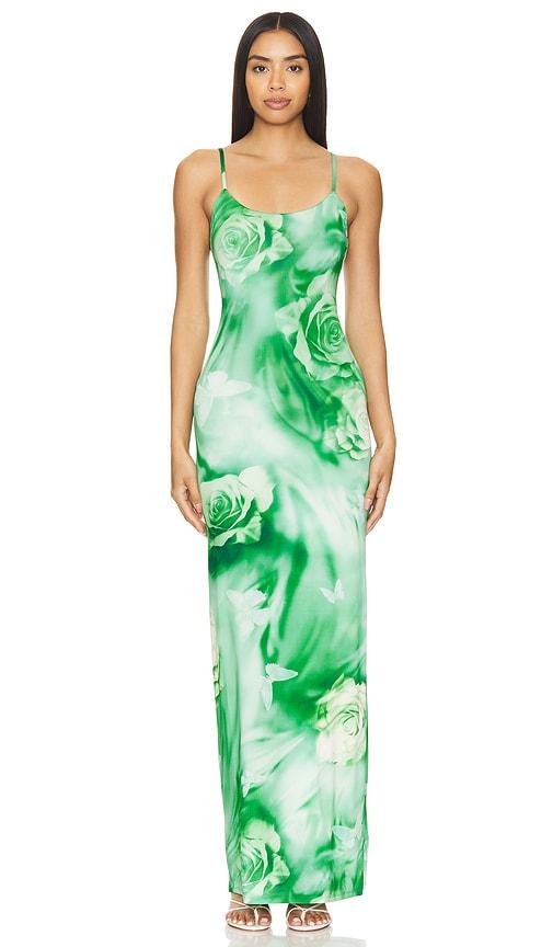 lovers and friends zura maxi dress in green. - size m (also in xxs)