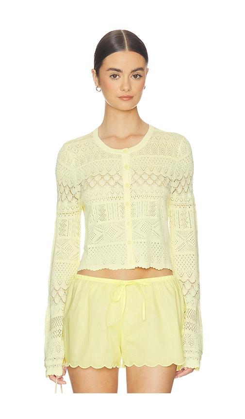 loveshackfancy brigette cardigan in lemon. - size l (also in xxs, xs, s, m, xl)