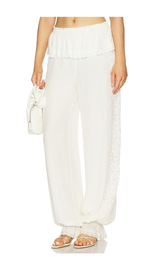 loveshackfancy clyra pants in cream. - size l (also in m, s, xl, xs)