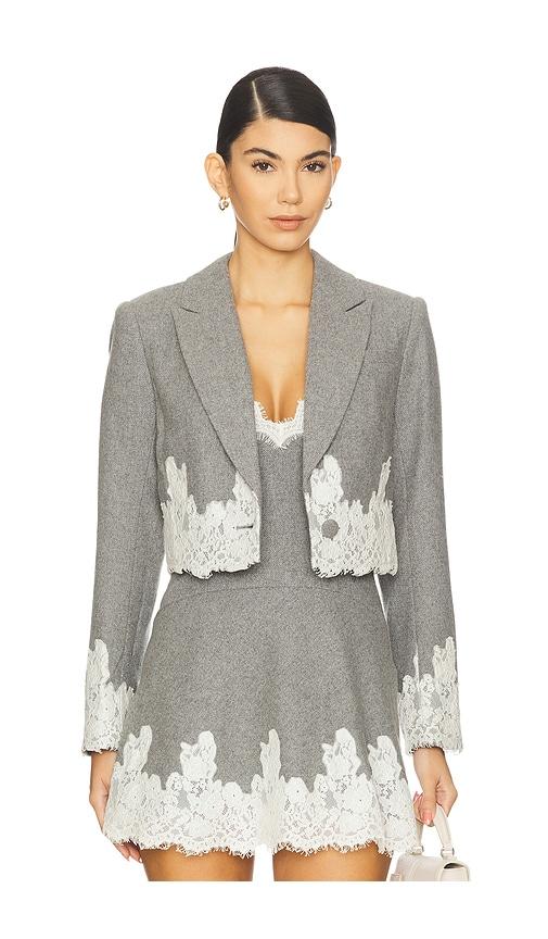 loveshackfancy icarus jacket in grey. - size 10 (also in 12, 8)