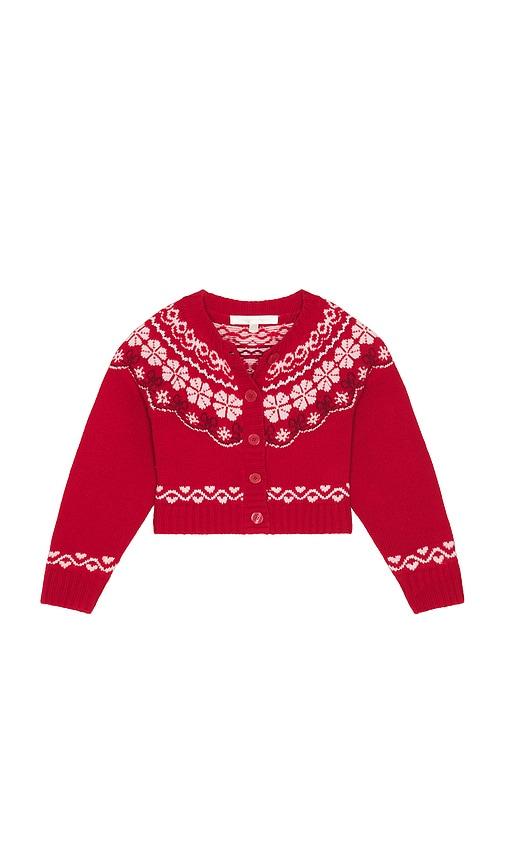 loveshackfancy kids wrenna cardigan in red. - size 2 (also in 5, 6)