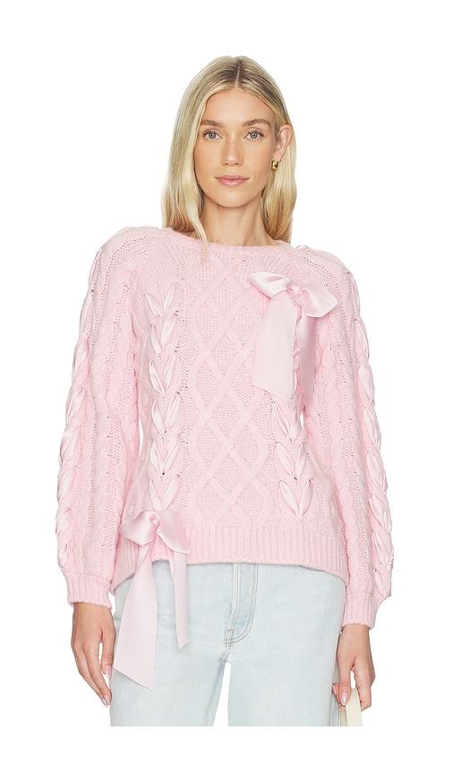 loveshackfancy kloss pullover in pink. - size s (also in xl, xs)
