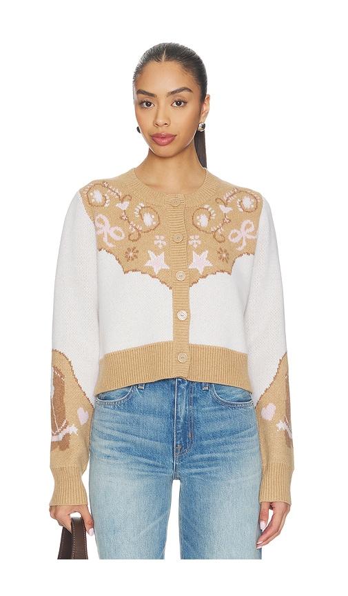 loveshackfancy leyah cardigan in brown. - size l (also in s, xs, m, xl)