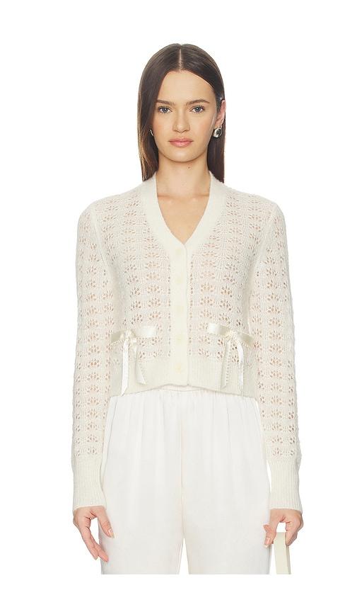 loveshackfancy lilly cardigan in ivory. - size s (also in xs)