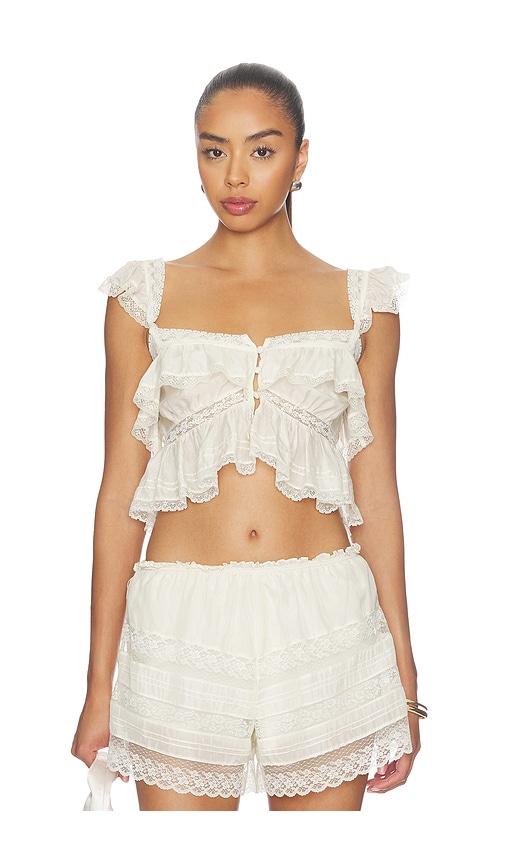 loveshackfancy linata top in ivory. - size 10 (also in 12, 2, 4, 6, 8)