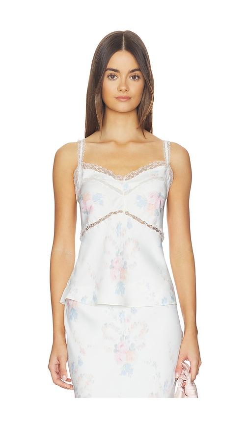 loveshackfancy lirena top in white,pink. - size l (also in xs, m, xl)