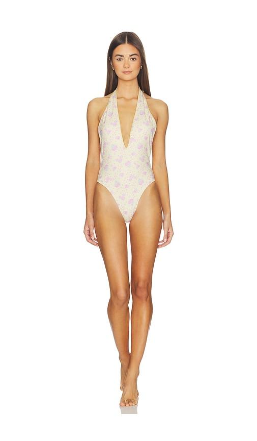loveshackfancy meegan swimsuit one piece in lemon. - size l (also in s, xs, xxs)