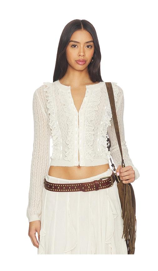 loveshackfancy melisse cardigan in cream. - size l (also in s, xxs, xs, m, xl)