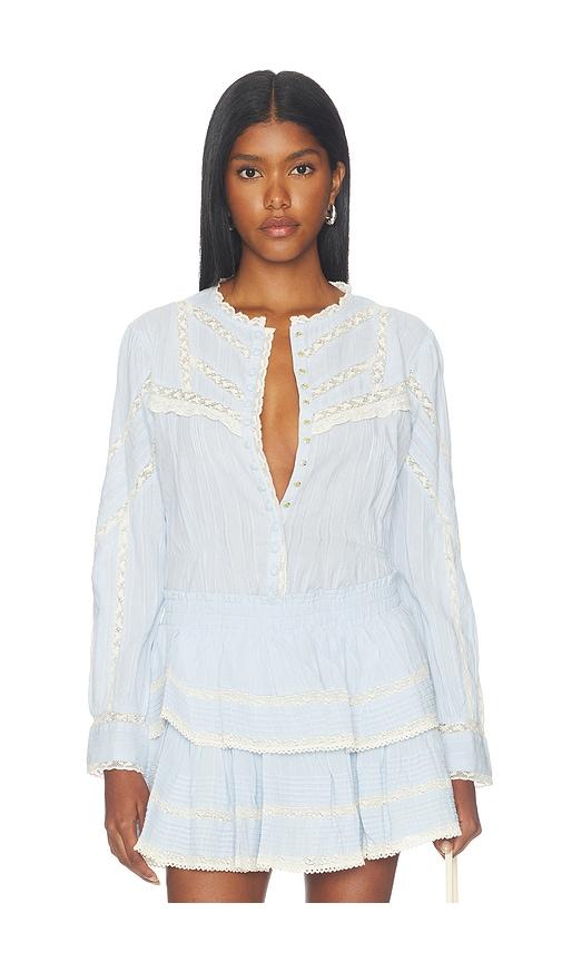 loveshackfancy miah top in blue. - size l (also in s, xs, xxs)
