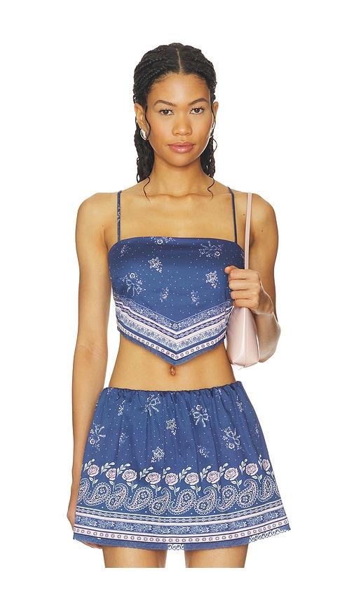 loveshackfancy mollie top in blue. - size l (also in xxs, xs, s, m, xl)