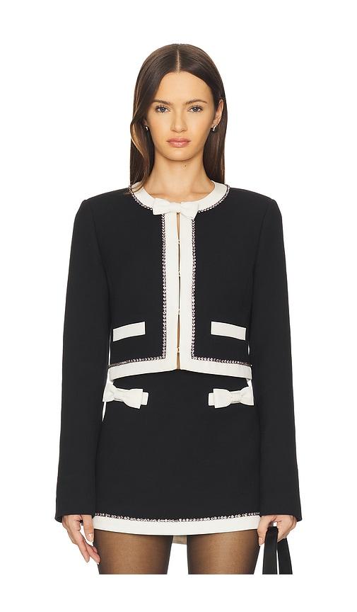loveshackfancy ralphette jacket in black. - size 0 (also in 4, 6, 8, 10, 12)