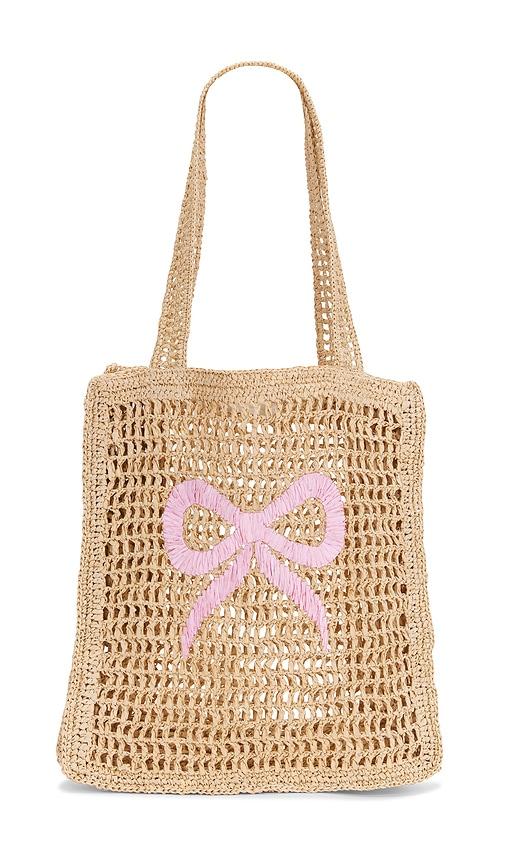 loveshackfancy seaside beach bag in brown.